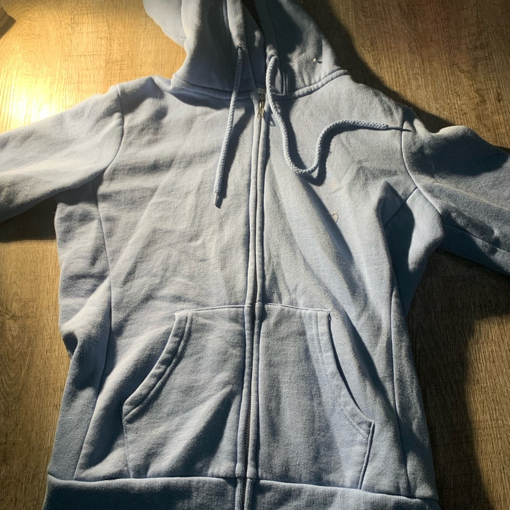 Light blue, zip up hoodie